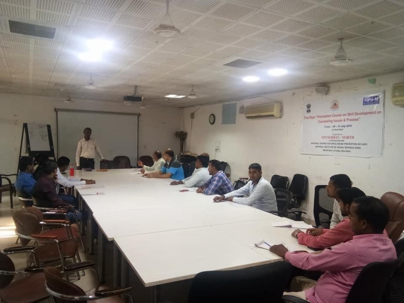 A classroom training event from an earlier programme